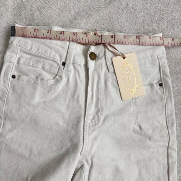Joyfolie Clancy White Distressed Skinny Fit Jeans By Mia Joy Size 24 new - Picture 7 of 14